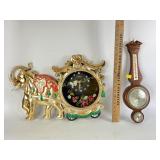 Elephant clock- plastic, barometer- wood