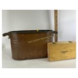 Copper boiler with wood handles,  Standard Gage