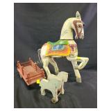 Colorful painted wooden horse, wooden horse drawn