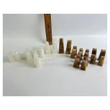 Mexican Agate chess pieces some chipped/broken