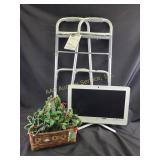 Hp computer monitor, two small patio tables,