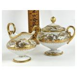 Nippon porcelain cream and sugar with enameled