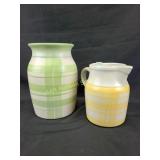 Harris pottery yellow plaid jug, green plaid