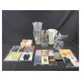 Glass vases, Essenhaus glass angel candlestick,