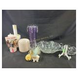 Pattern glass bowl, Cut glass dish, purple glass