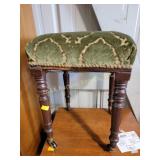 Upholstered seat stool on casters