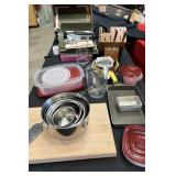 Kitchen storage containers,  mixing bowls,  knife