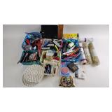 Office supplies: glue, scissors, pens, markers,