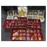 Danbury mint gold tone Christmas ornaments, large