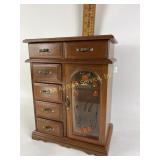 Wooden jewelry box with letter M monogram