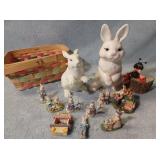 Rabbit figurines and basket