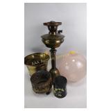 Victorian pink opalescent lamp shade- cracked,