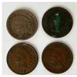 4- Indian head pennies, very good condition