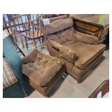 Upholstered chair and ottoman