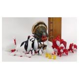 Art glass animal figurines, one penguin has a
