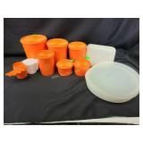 Tupperware- vintage Orange Dry good canisters,