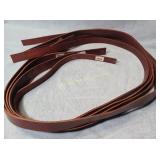 Dark colored leather straps