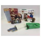 Knitting, yarn, needles, pattern books