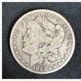1885 Morgan dollar, no mint mark, almost smooth