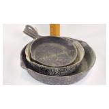 Cast iron skillets (3) - unmarked