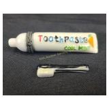 Toothpaste tube porcelain trinket box