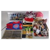 Chicago Cubs throw, hats, paint brushes, screw