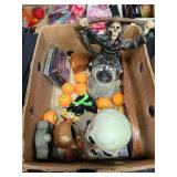 Halloween and fall decor- skeleton globe, skull,