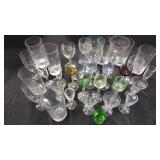 Stemware- Carnival Glass goblets, etched glass