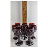 Avon Cape Cod goblets (small, ruby glass, set of