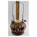 Painted metal Halloween Jack-o-lantern candle