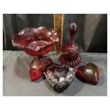 Ruby glass, includes: Fenton bell and Avon Cape