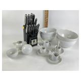 Sabatier cutlery set, Studio Nova white porcelain