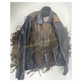 Brown and black Fringe leather jacket