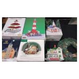 Christmas village collection pieces, lighted,