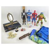 Action figures (Spider-Man, Captain America,