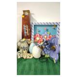 Flower wall decor, cat figurines, wax melts,