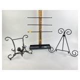 (2) metal plate stands & necklace holder