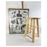 20" wood Stool, James Dean poster