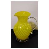 Yellow swirl art glass pitcher