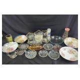 Decorative ceramic bowls, glass serving trays