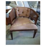 Cane back upholstered barrel armchair- 25" wide,