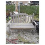 Gray painted outdoor wooden bench- 50"x20", 17"