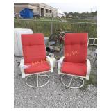 metal outdoor chairs with red cushions- 25.5"