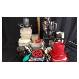 Assorted food storage containers, Ninja blender &