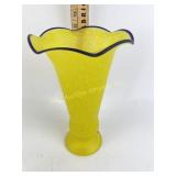 Yellow art glass vase