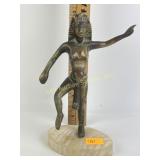 Egyptian style metal statue on marble base