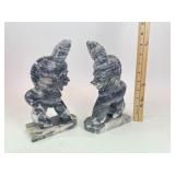 Stone donkey bookends pair