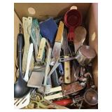 Assorted stainless flatware & kitchen utensils