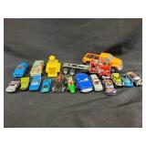 Toy cars including Tonka construction truck,