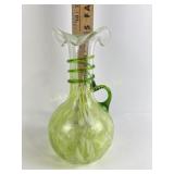 Mouth Blown Clear Glass Pitcher- Lime Green and